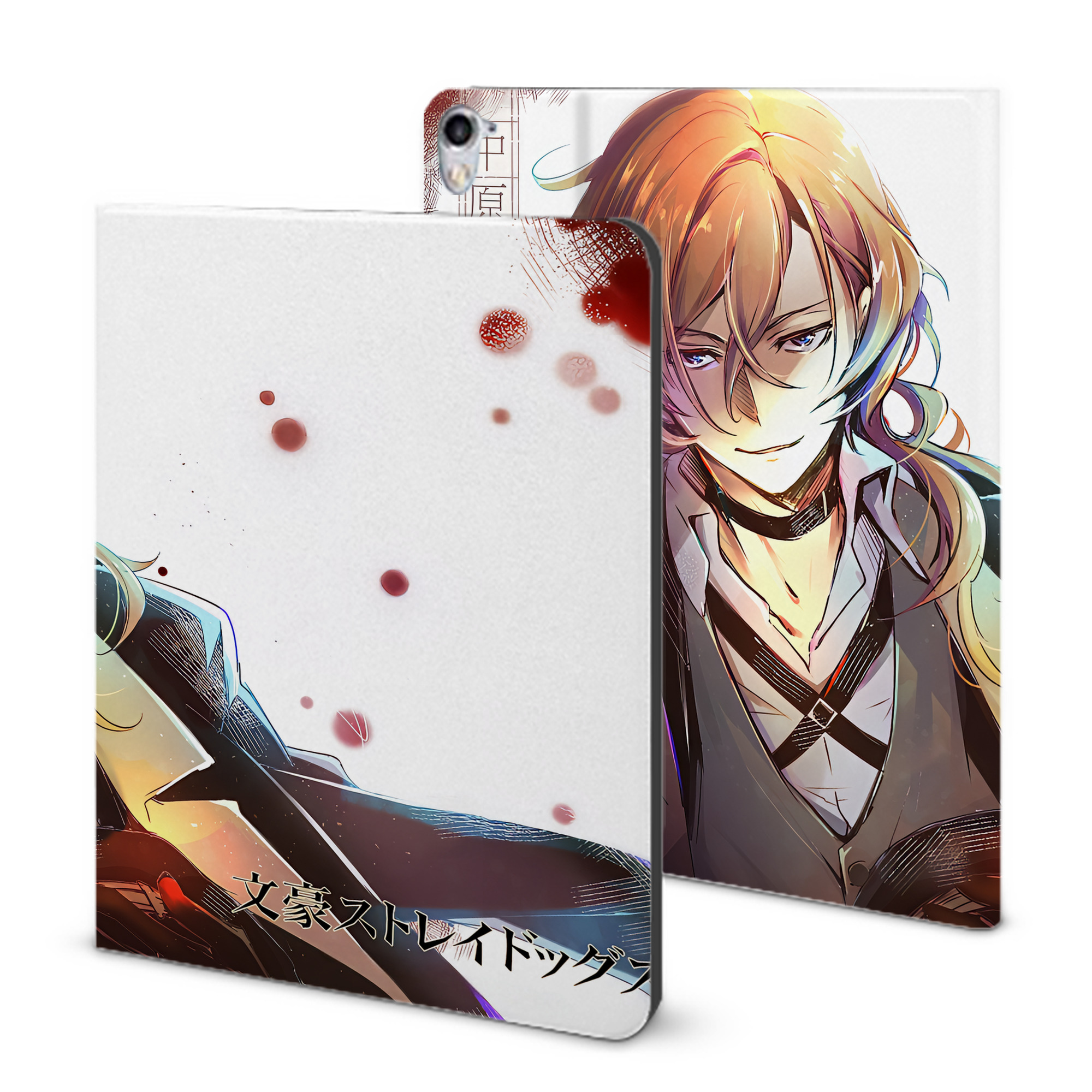 （画像用） 文豪ストレイドッグス Bungo Stray Dogs IPad ケース ブック型 PUレザー TPU 耐衝撃 軽量 薄型 ペン収納なし 全面保護 IPad 各モデル対応